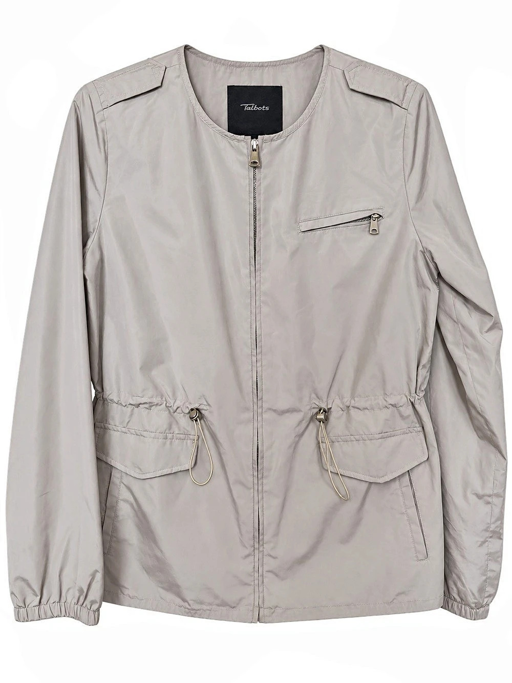 Talbots Lightweight Utility Jacket Size 8 Beige NWOT Drawstring Waist